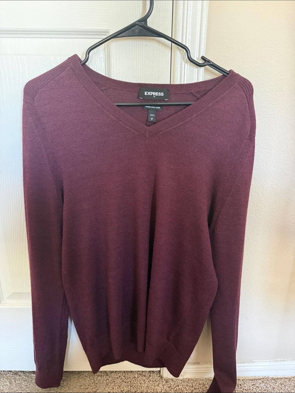 Express V-Neck Sweater in Deep Wine